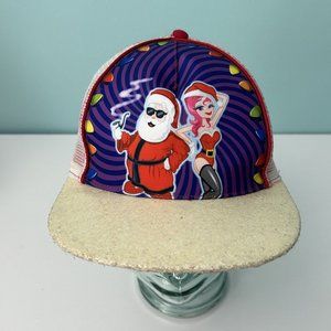 Santa Clause Bad Santa Adjustable Hat Snapback Baseball Cap White Glitter